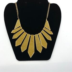 Goldtone Glittery Geometric Statement Necklace